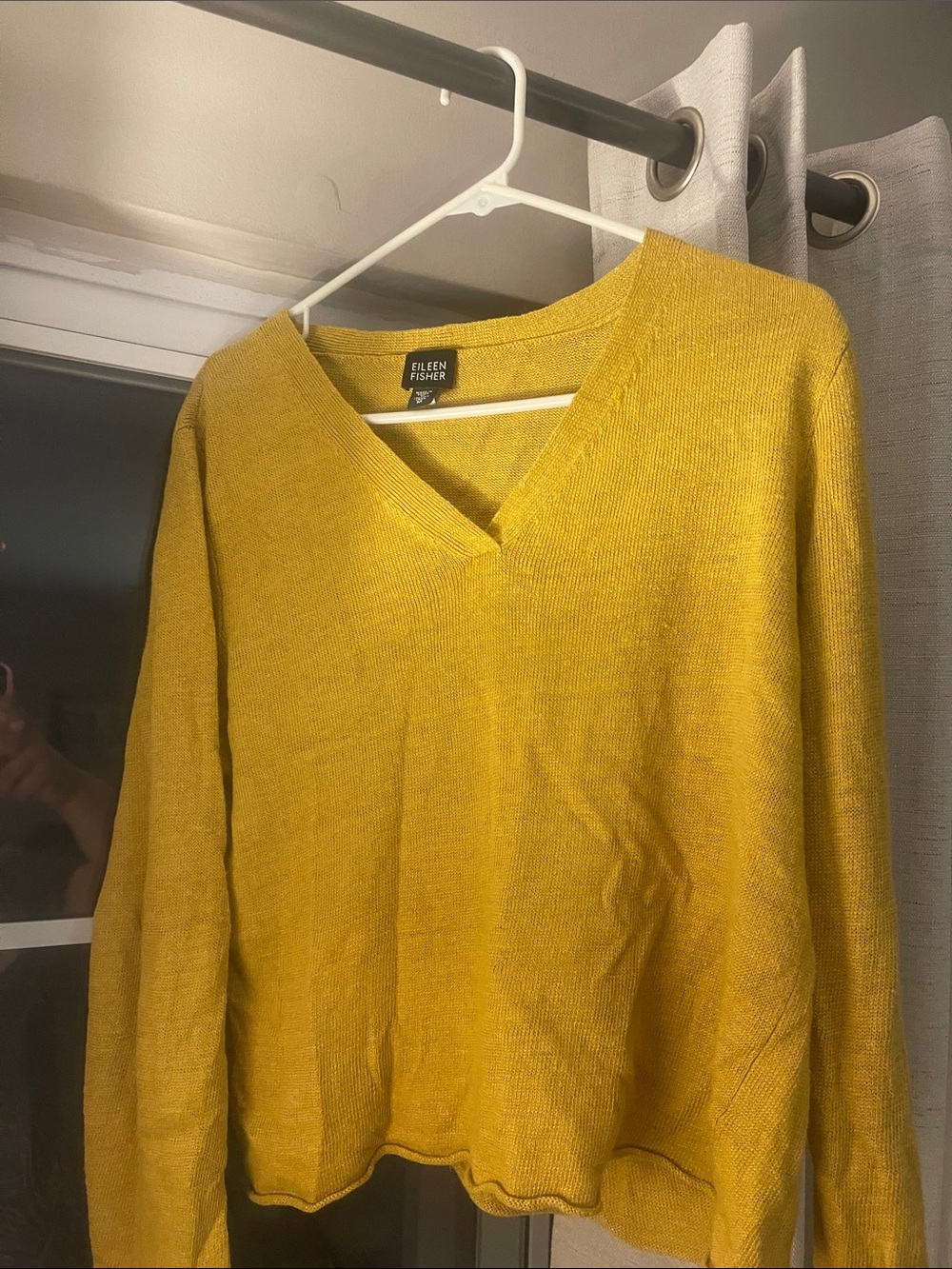 Eileen Fisher Women’s V-Neck Sweater in Mustard Made of Italian Yarn